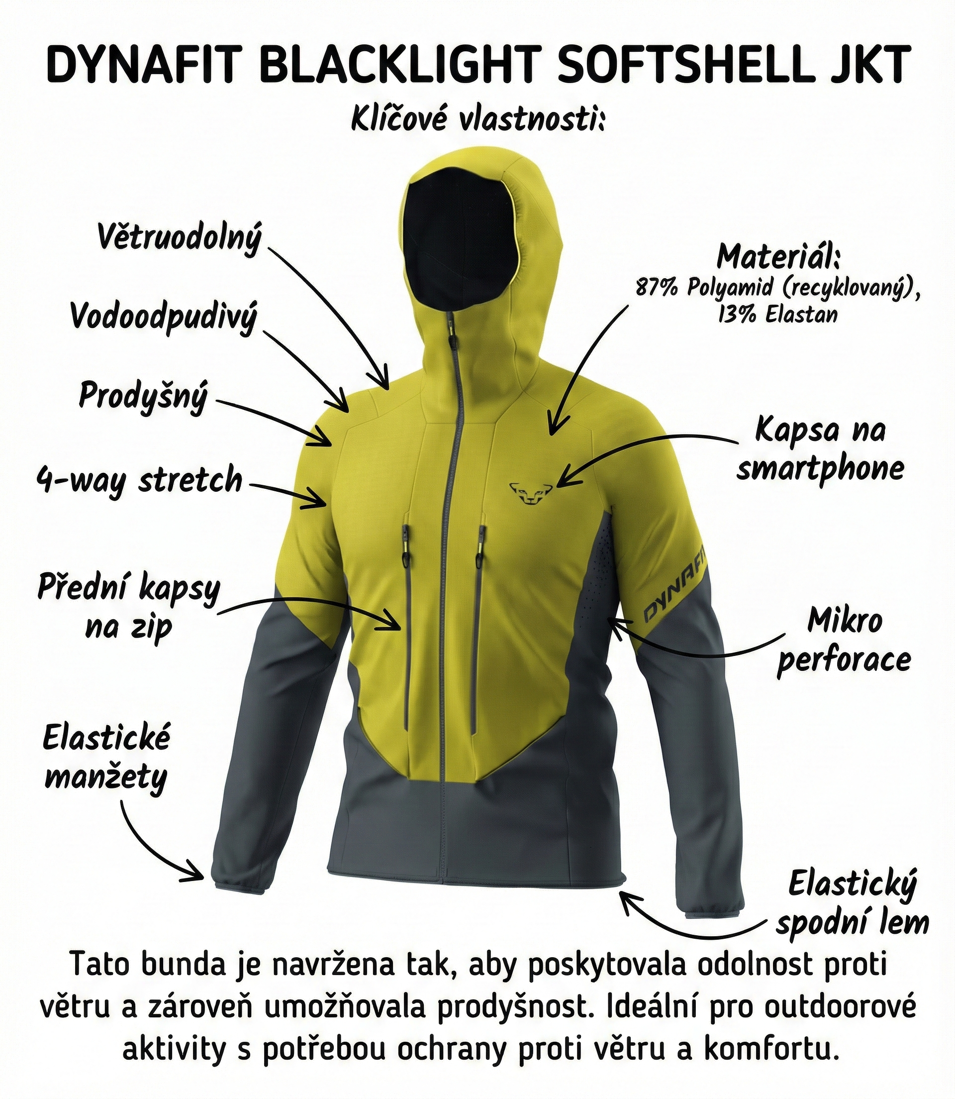 Bunda DYNAFIT BLACKLIGHT SOFTSHELL JKT